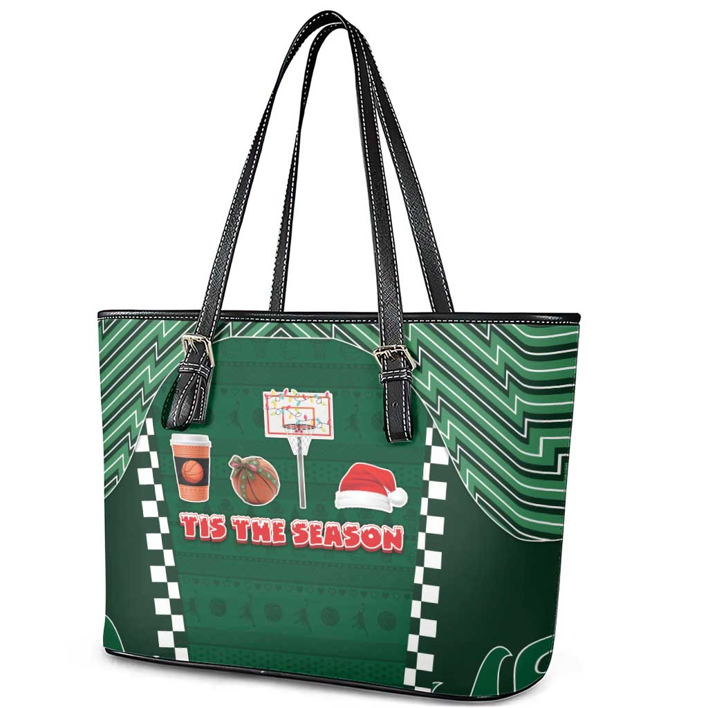 Basketball Christmas Leather Tote Bag Tis The Season - Wonder Print Shop