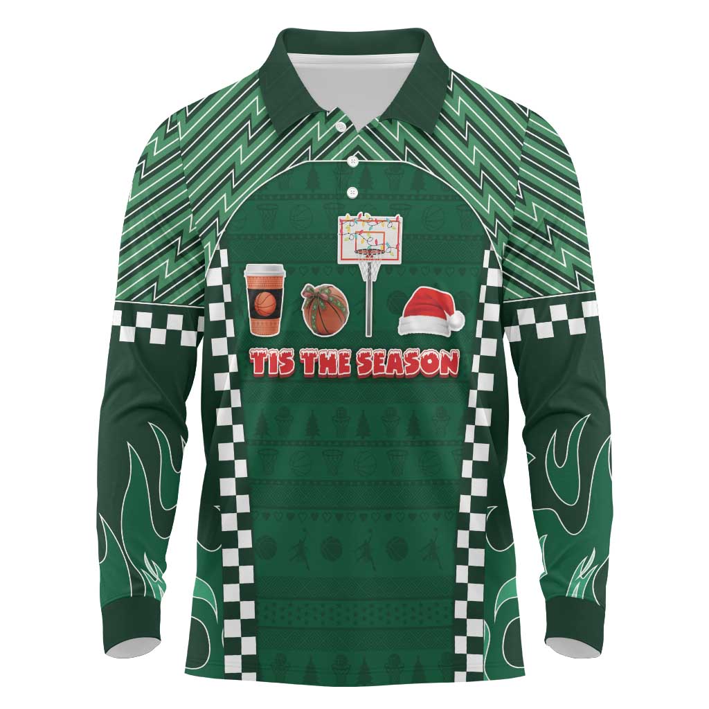 Basketball Christmas Long Sleeve Polo Shirt Tis The Season - Wonder Print Shop