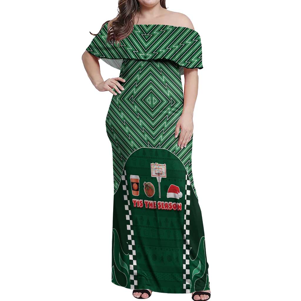 Basketball Christmas Off Shoulder Maxi Dress Tis The Season - Wonder Print Shop
