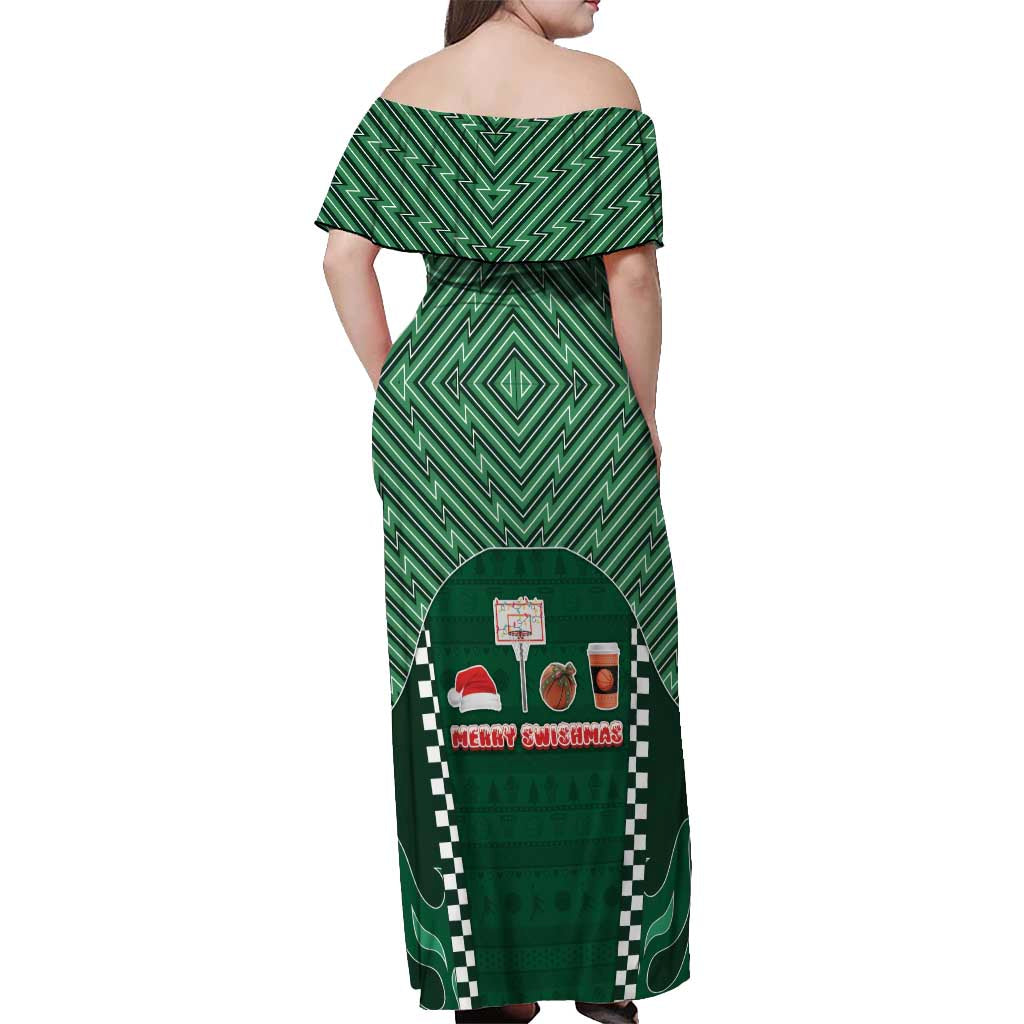 Basketball Christmas Off Shoulder Maxi Dress Tis The Season - Wonder Print Shop