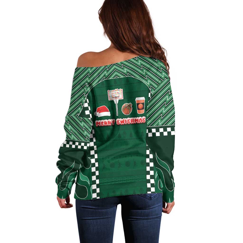 Basketball Christmas Off Shoulder Sweater Tis The Season - Wonder Print Shop