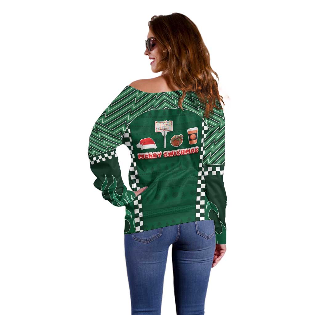 Basketball Christmas Off Shoulder Sweater Tis The Season - Wonder Print Shop