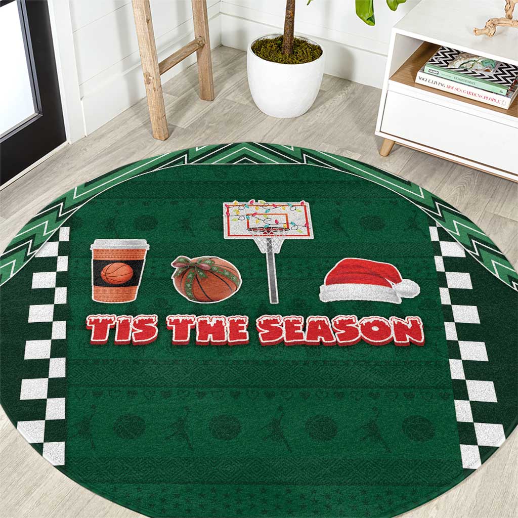 Basketball Christmas Round Carpet Tis The Season - Wonder Print Shop