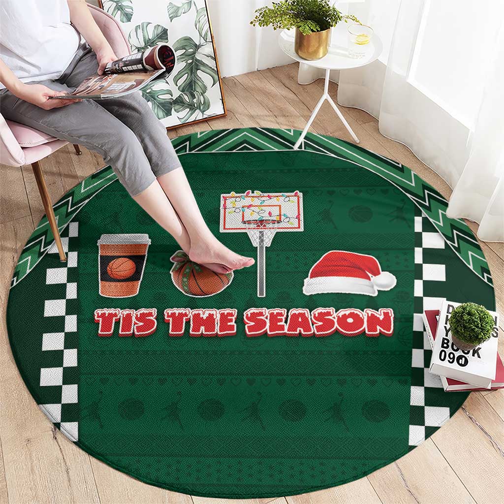 Basketball Christmas Round Carpet Tis The Season - Wonder Print Shop