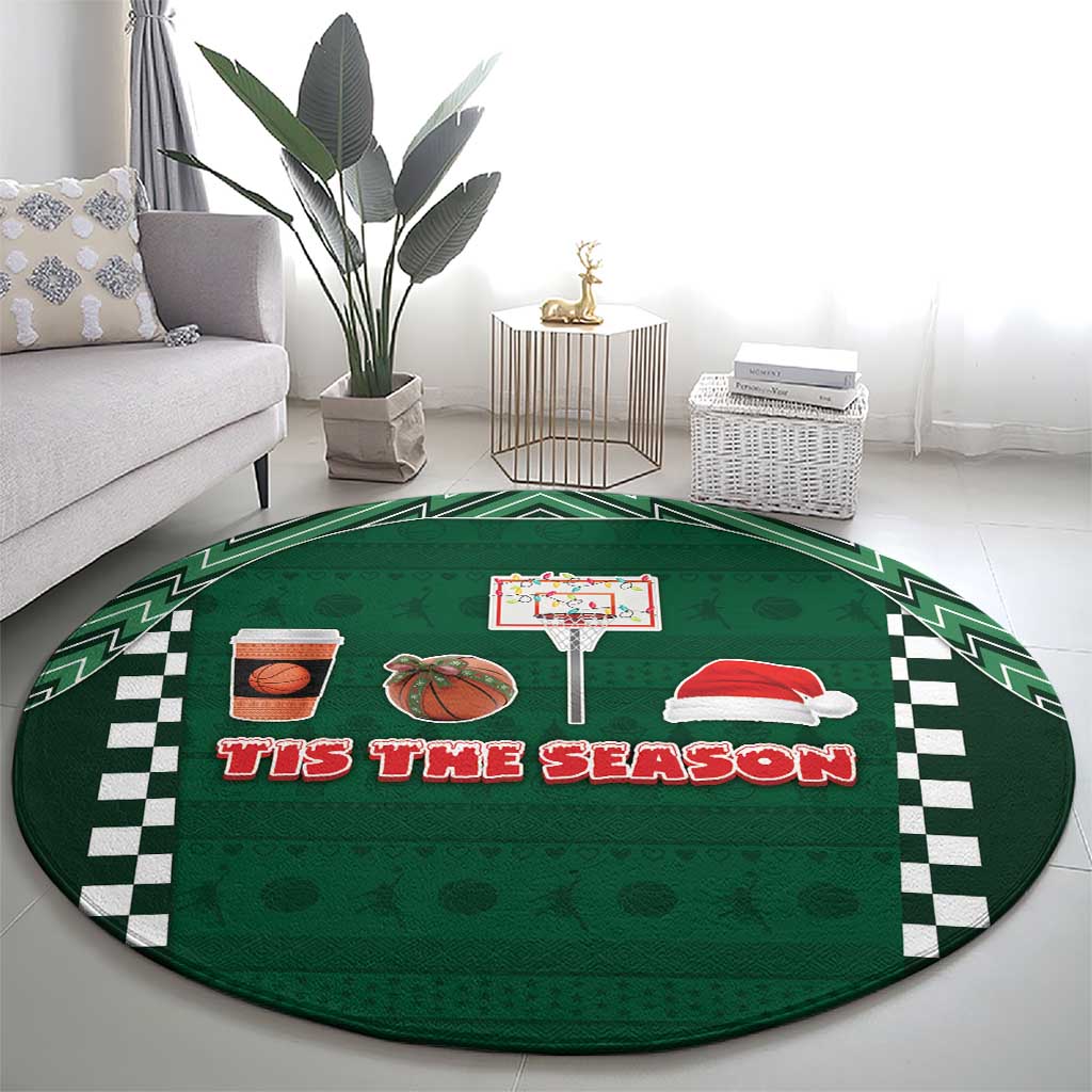 Basketball Christmas Round Carpet Tis The Season - Wonder Print Shop