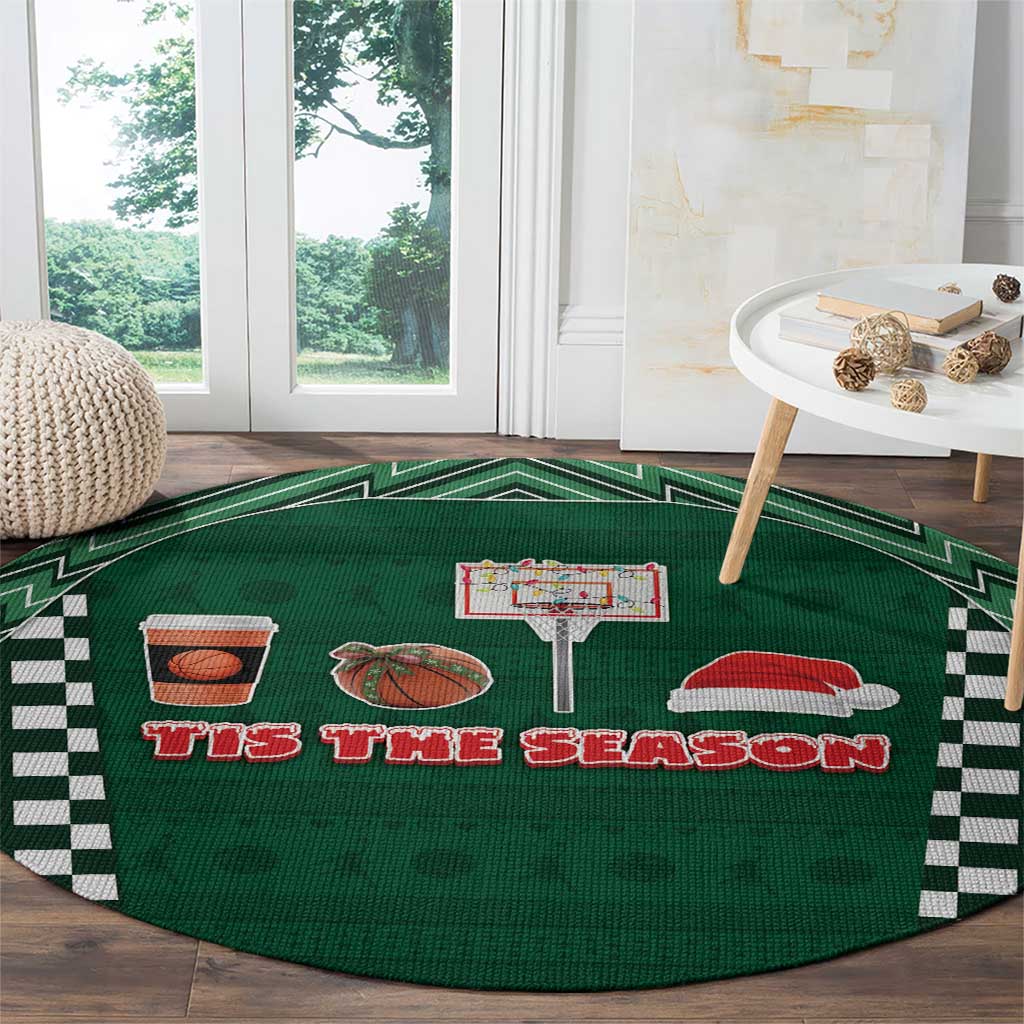 Basketball Christmas Round Carpet Tis The Season - Wonder Print Shop