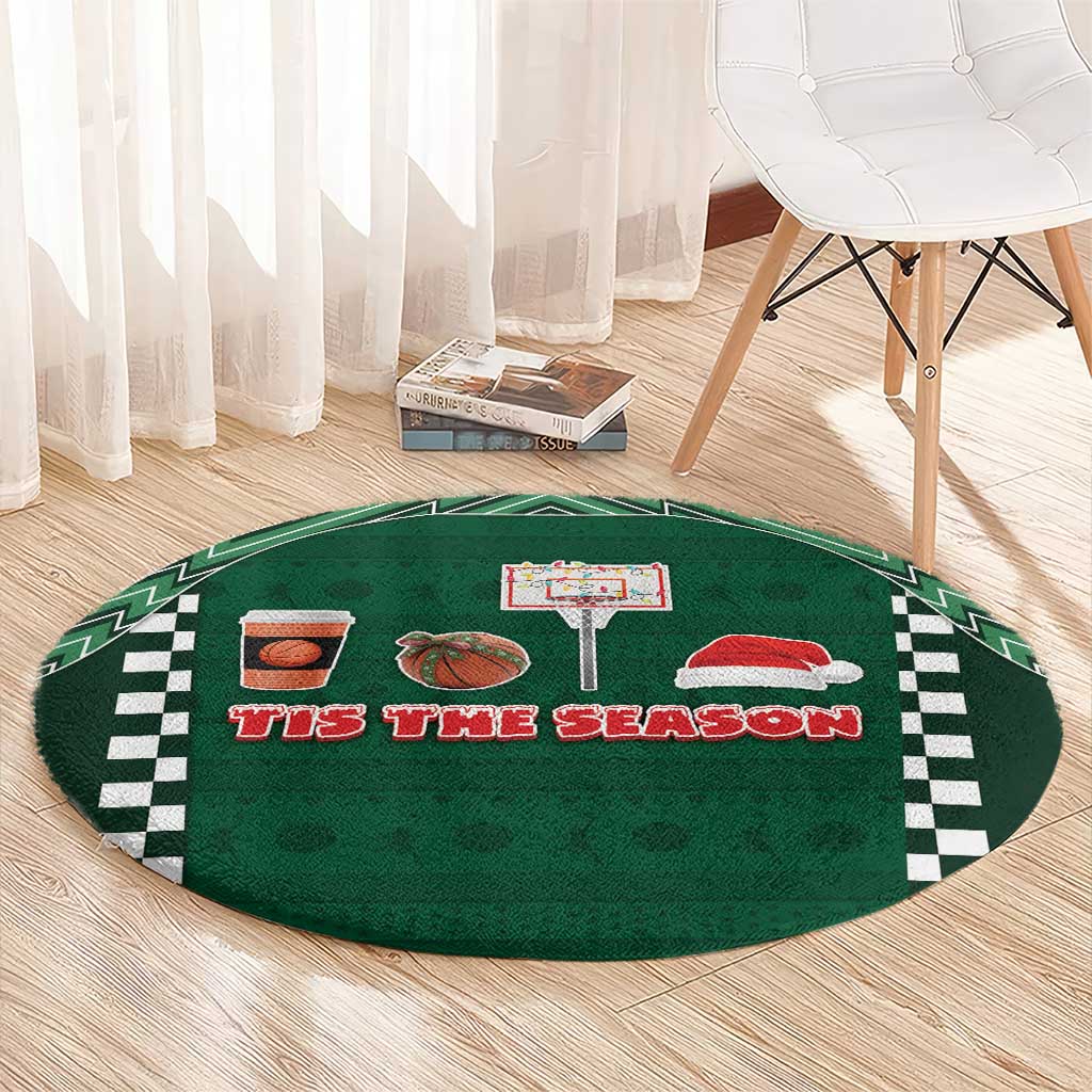 Basketball Christmas Round Carpet Tis The Season - Wonder Print Shop
