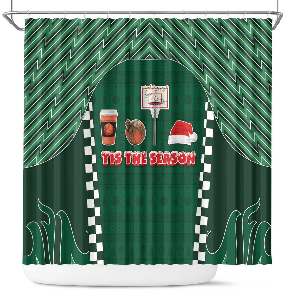 Basketball Christmas Shower Curtain Tis The Season - Wonder Print Shop