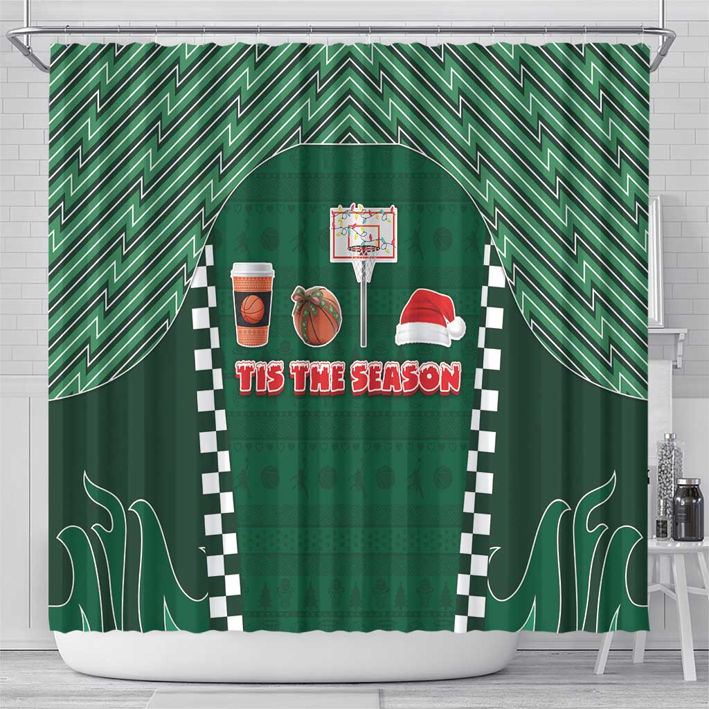 Basketball Christmas Shower Curtain Tis The Season - Wonder Print Shop