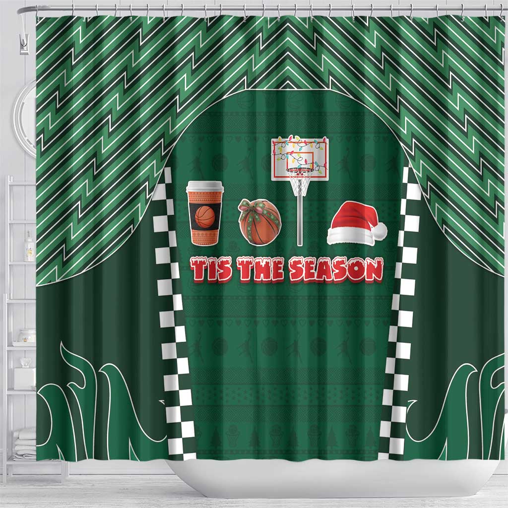Basketball Christmas Shower Curtain Tis The Season - Wonder Print Shop