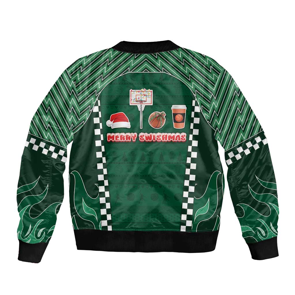 Basketball Christmas Sleeve Zip Bomber Jacket Tis The Season - Wonder Print Shop