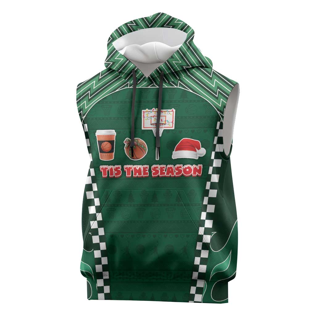 Basketball Christmas Sleeveless Hoodie Tis The Season - Wonder Print Shop