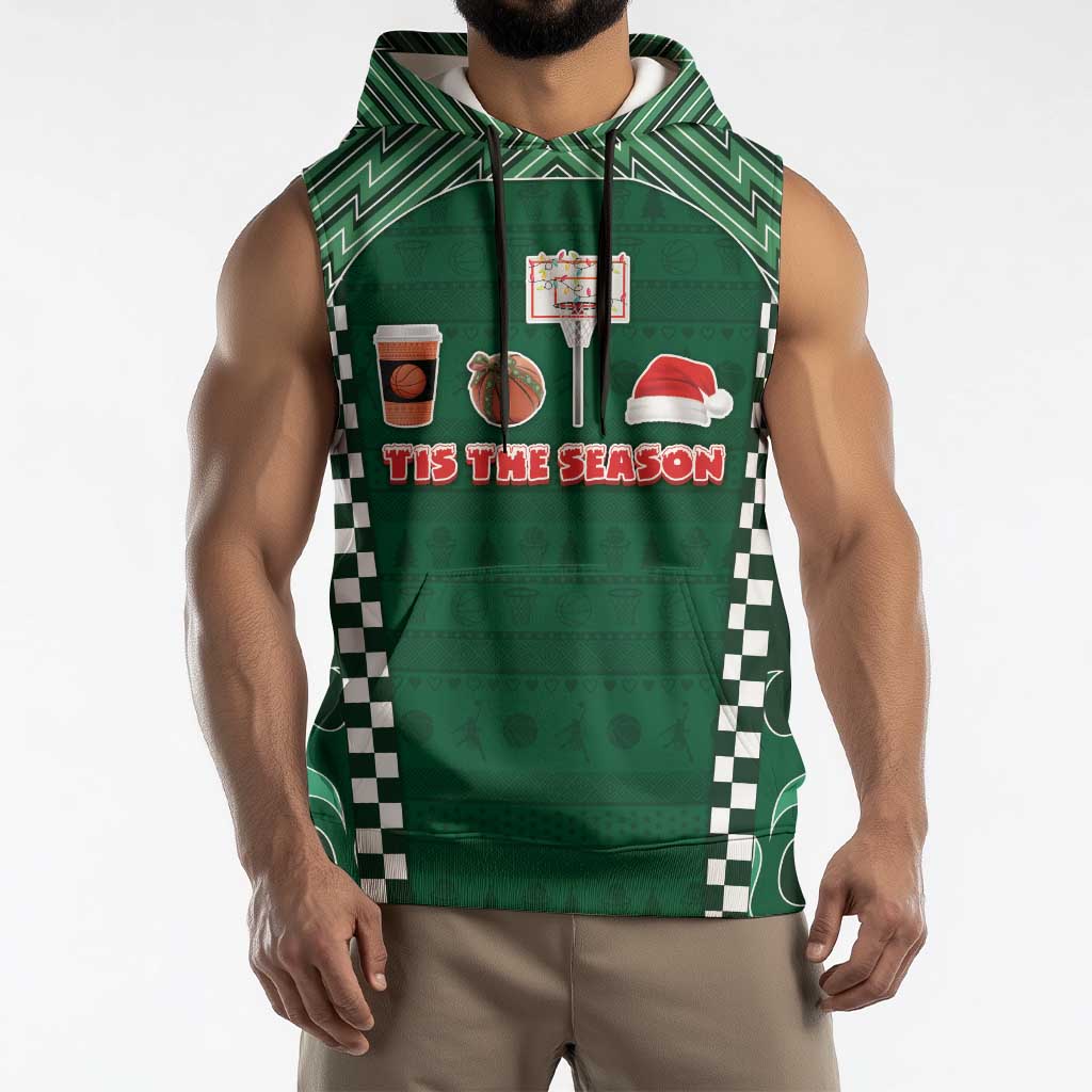 Basketball Christmas Sleeveless Hoodie Tis The Season - Wonder Print Shop