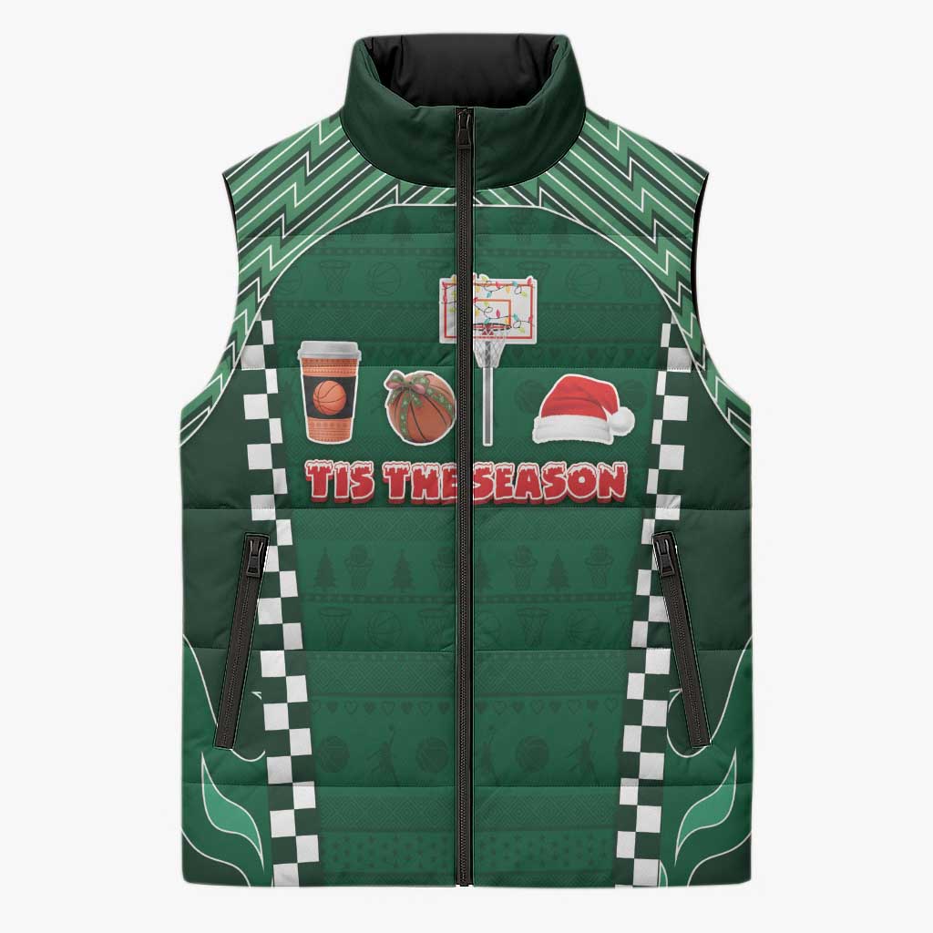 Basketball Christmas Sleeveless Puffer Jacket Tis The Season - Wonder Print Shop