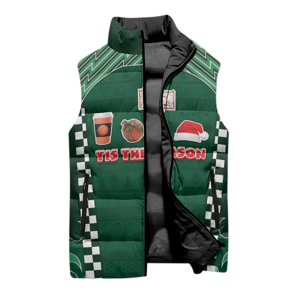 Basketball Christmas Sleeveless Puffer Jacket Tis The Season - Wonder Print Shop