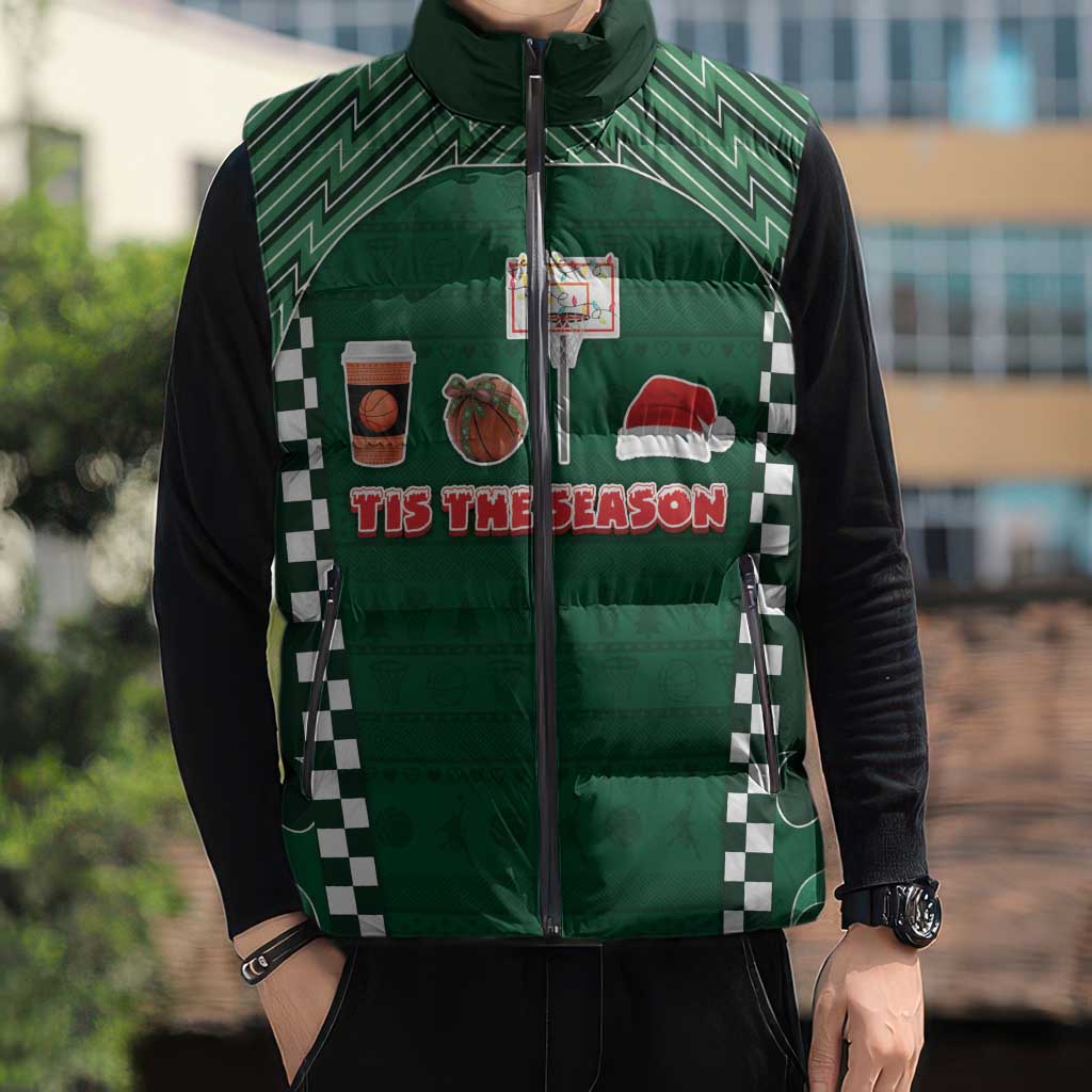 Basketball Christmas Sleeveless Puffer Jacket Tis The Season - Wonder Print Shop