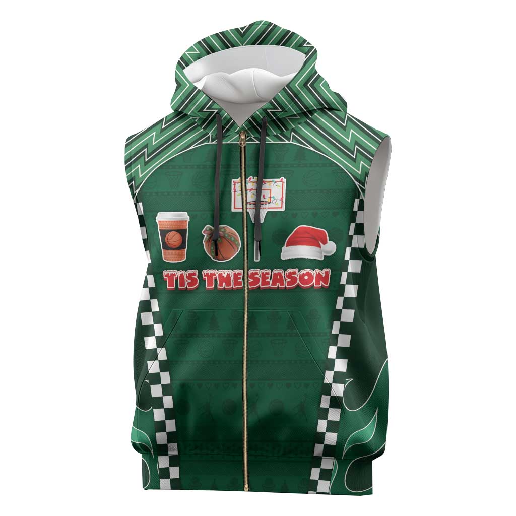 Basketball Christmas Sleeveless Zip Hoodie Tis The Season - Wonder Print Shop