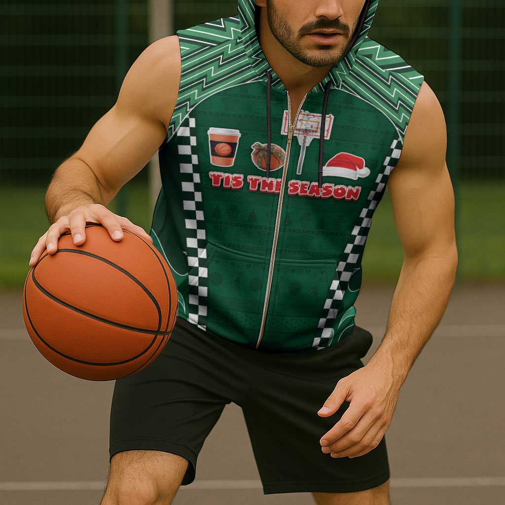 Basketball Christmas Sleeveless Zip Hoodie Tis The Season - Wonder Print Shop
