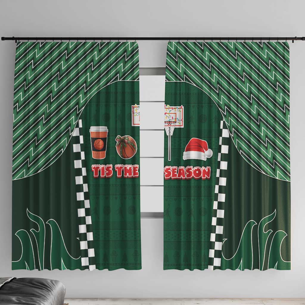 Basketball Christmas Window Curtain Tis The Season - Wonder Print Shop