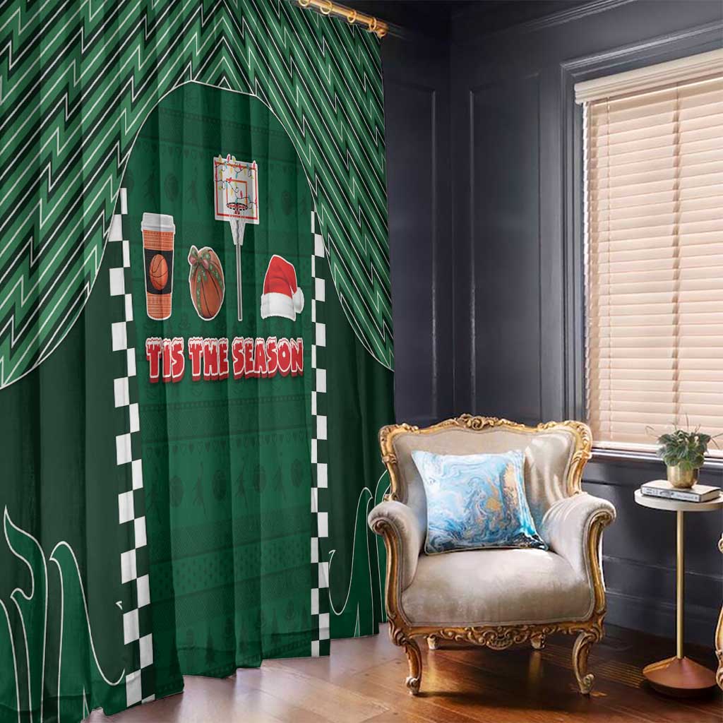 Basketball Christmas Window Curtain Tis The Season - Wonder Print Shop