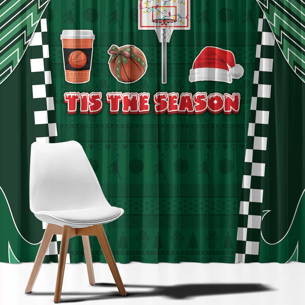 Basketball Christmas Window Curtain Tis The Season - Wonder Print Shop