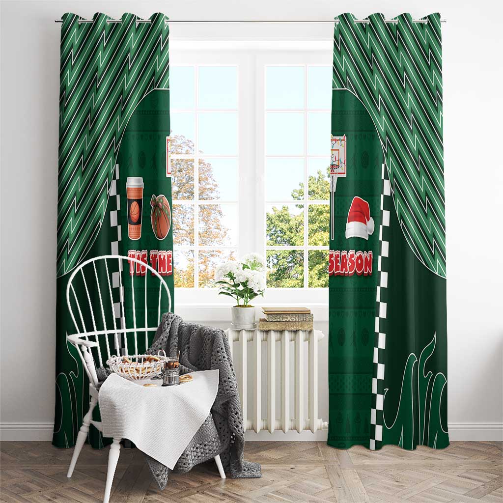 Basketball Christmas Window Curtain Tis The Season - Wonder Print Shop