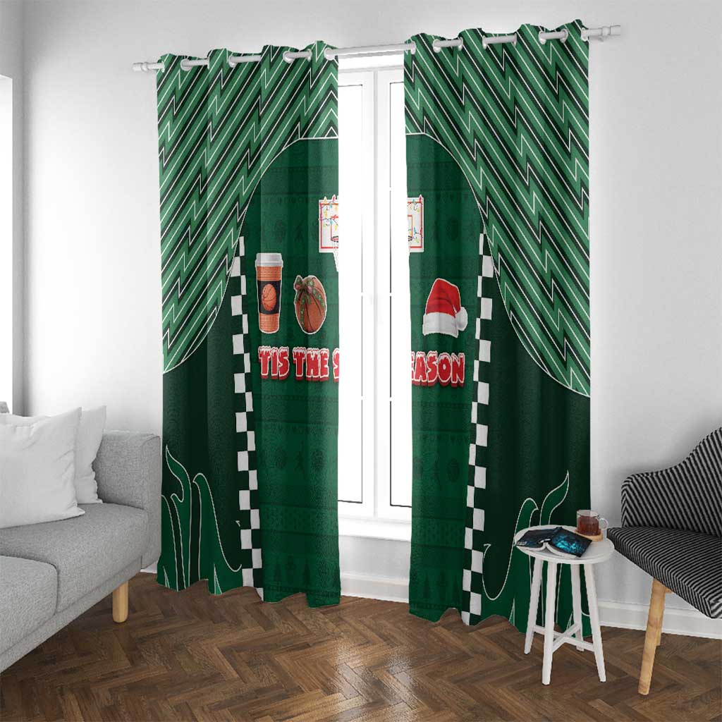 Basketball Christmas Window Curtain Tis The Season - Wonder Print Shop
