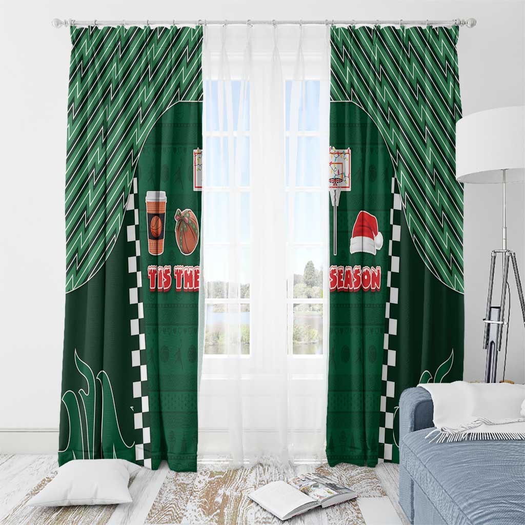 Basketball Christmas Window Curtain Tis The Season - Wonder Print Shop