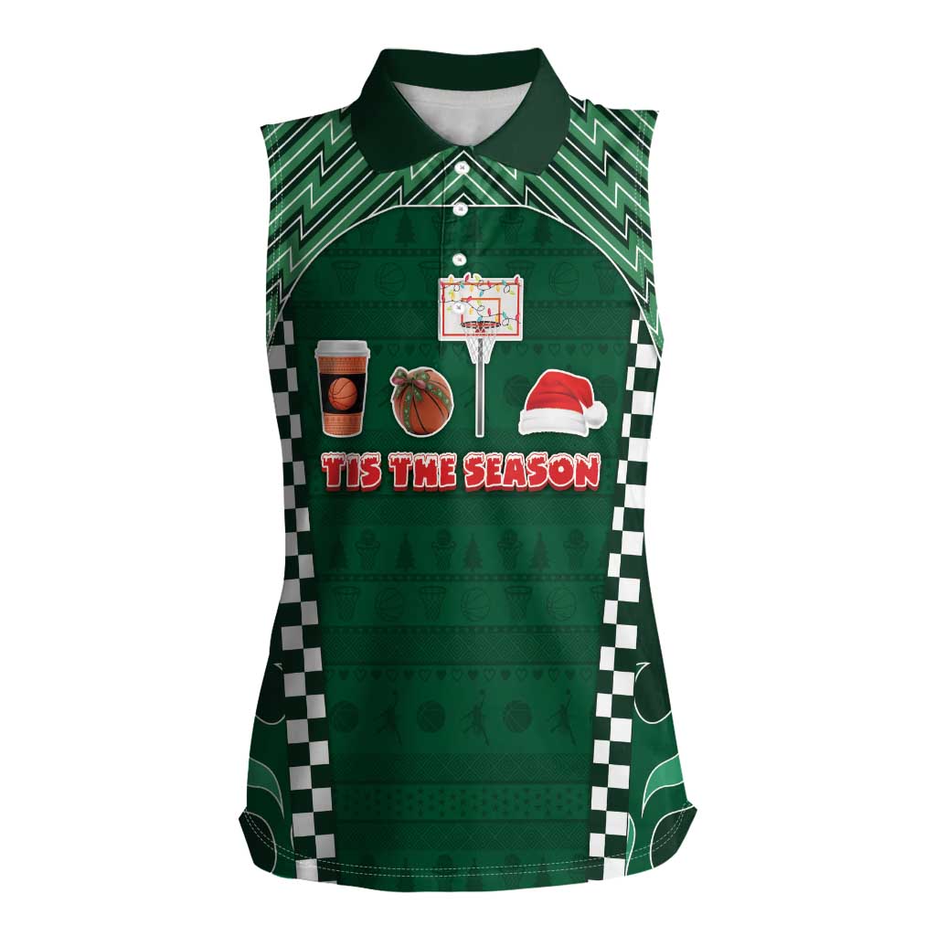 Basketball Christmas Women Sleeveless Polo Shirt Tis The Season - Wonder Print Shop