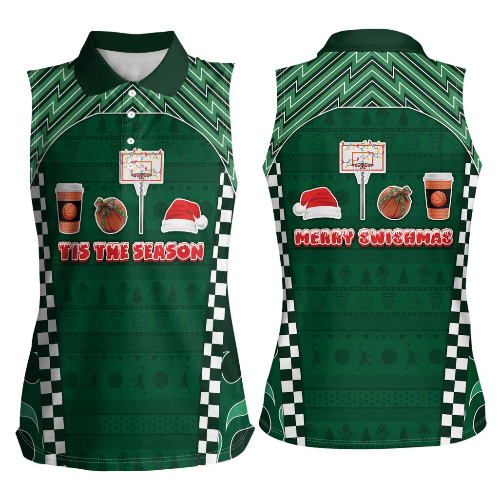 Basketball Christmas Women Sleeveless Polo Shirt Tis The Season - Wonder Print Shop