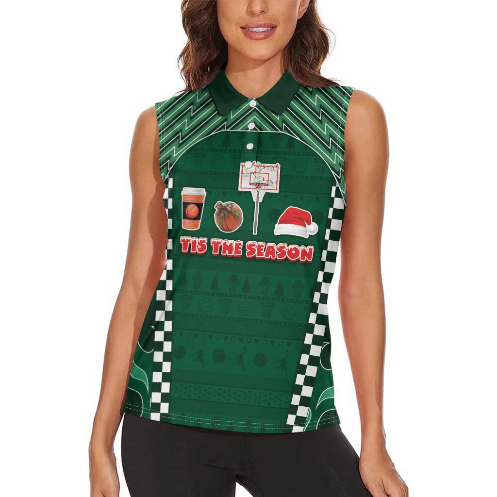 Basketball Christmas Women Sleeveless Polo Shirt Tis The Season - Wonder Print Shop