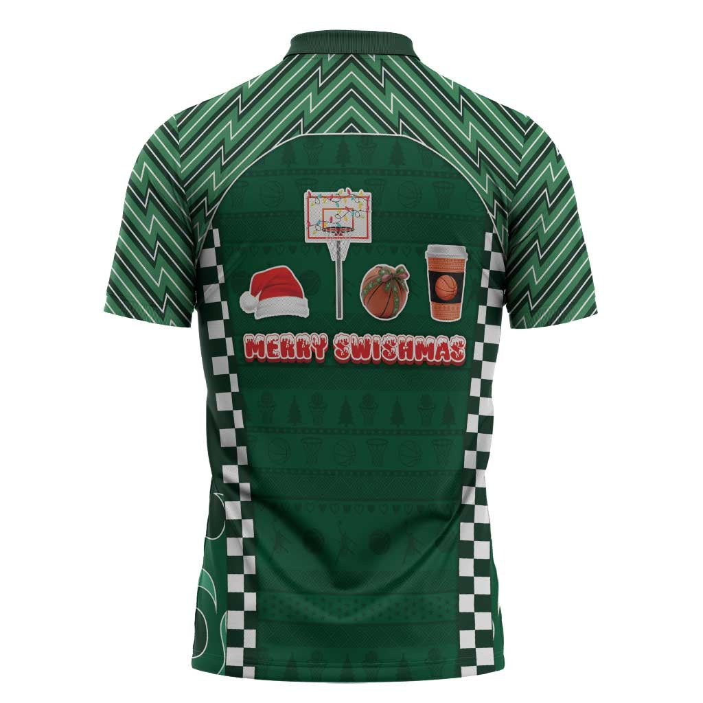 Basketball Christmas Zipper Polo Shirt Tis The Season - Wonder Print Shop