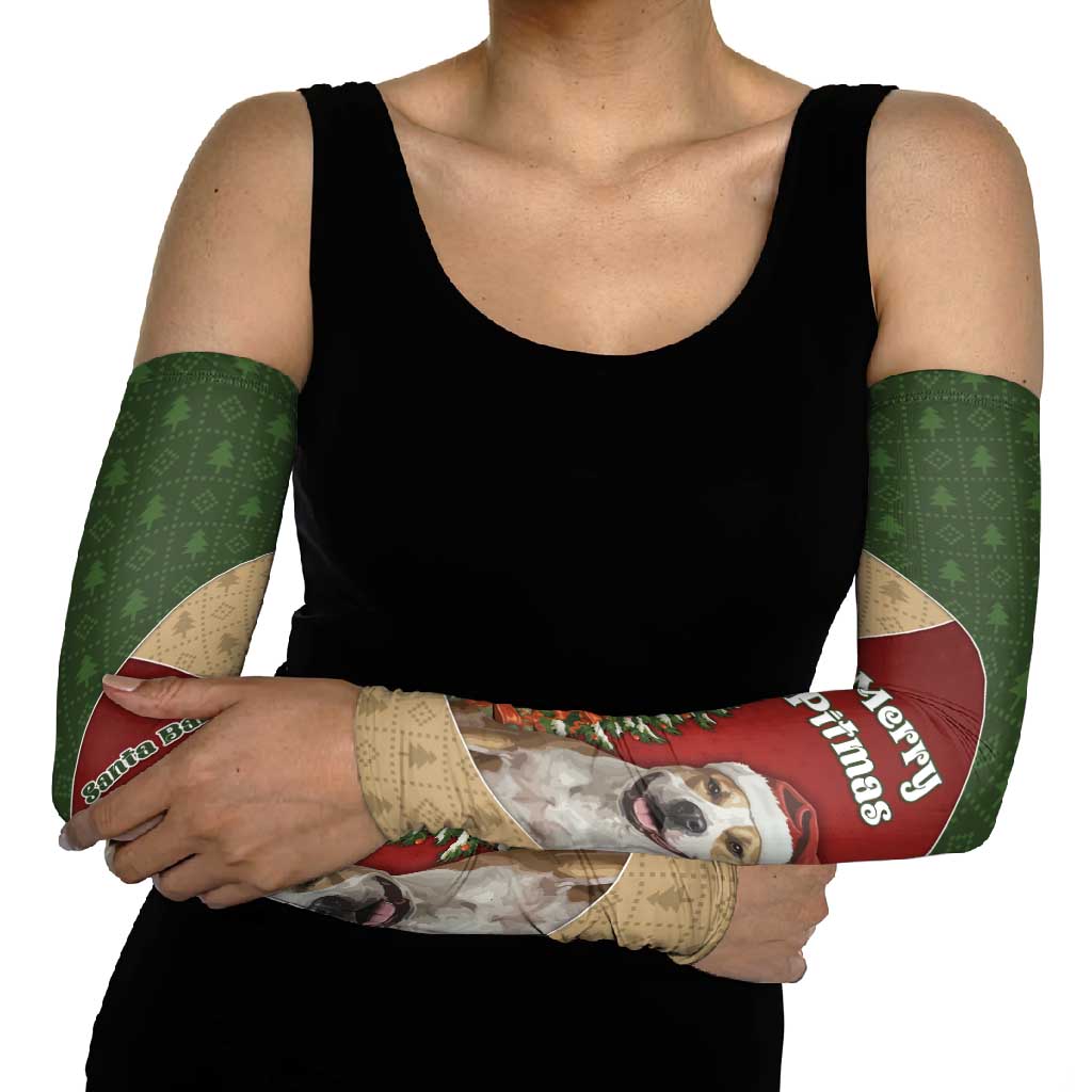 Merry Pitmas Arm Sleeves Santa Baby Slip A Pittie Under The Tree For Me - Wonder Print Shop
