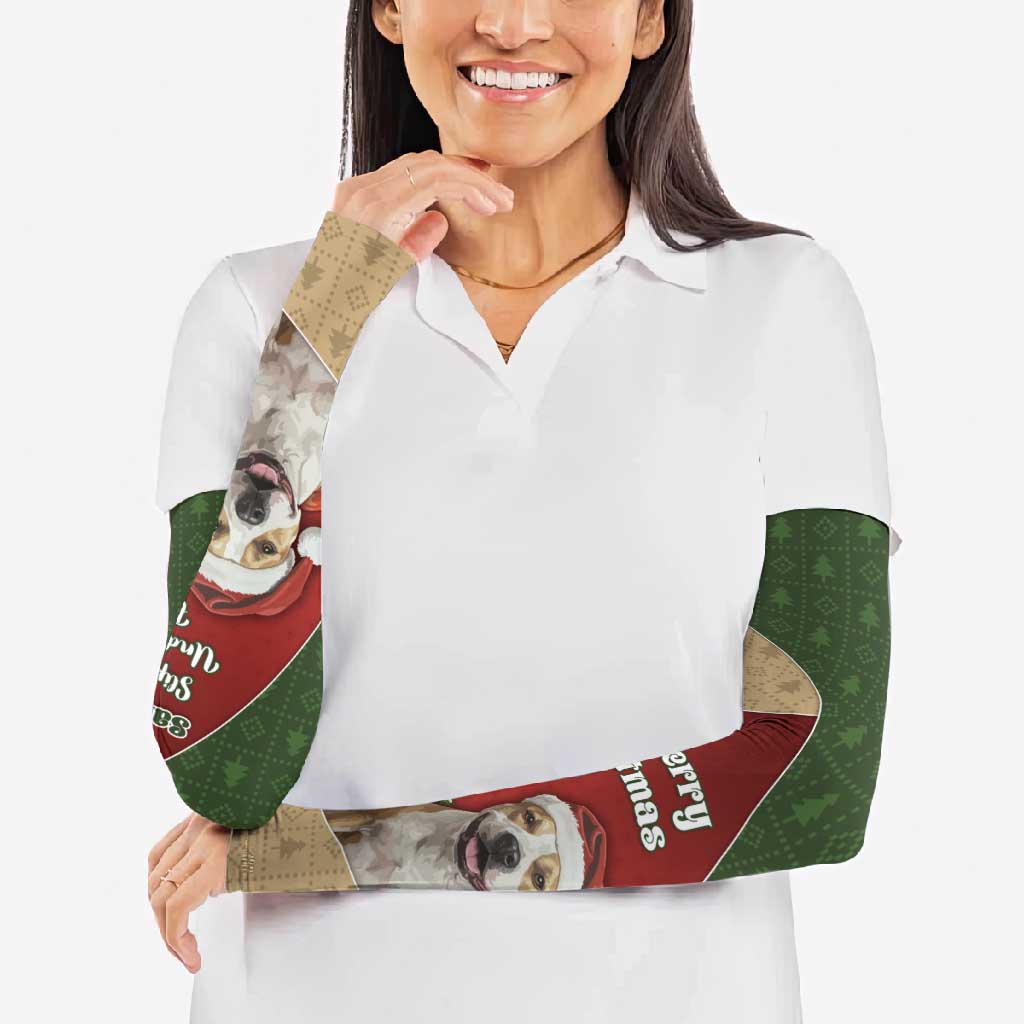 Merry Pitmas Arm Sleeves Santa Baby Slip A Pittie Under The Tree For Me - Wonder Print Shop