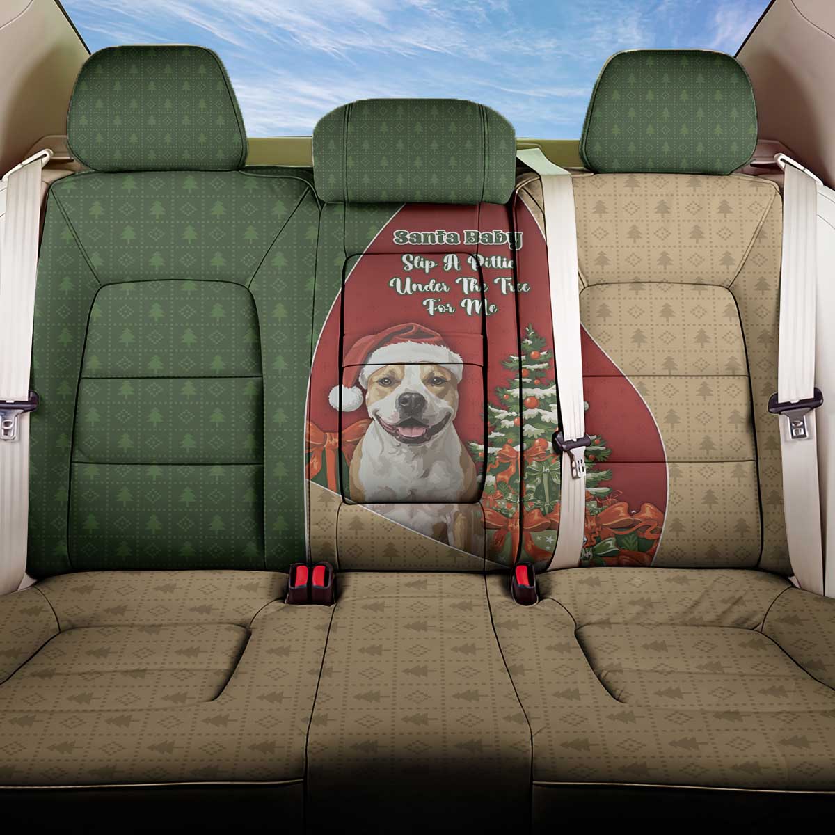 Merry Pitmas Back Car Seat Cover Santa Baby Slip A Pittie Under The Tree For Me - Wonder Print Shop
