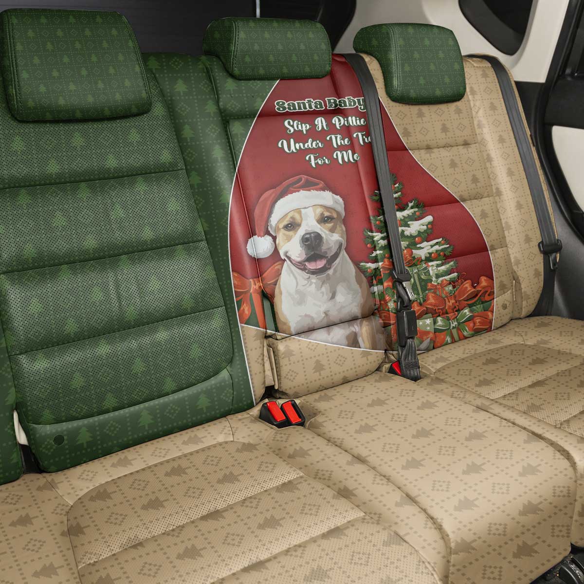 Merry Pitmas Back Car Seat Cover Santa Baby Slip A Pittie Under The Tree For Me - Wonder Print Shop