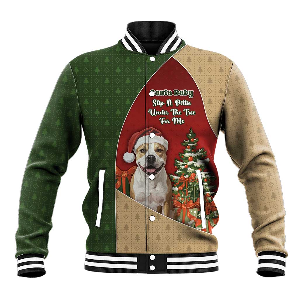 Merry Pitmas Baseball Jacket Santa Baby Slip A Pittie Under The Tree For Me - Wonder Print Shop
