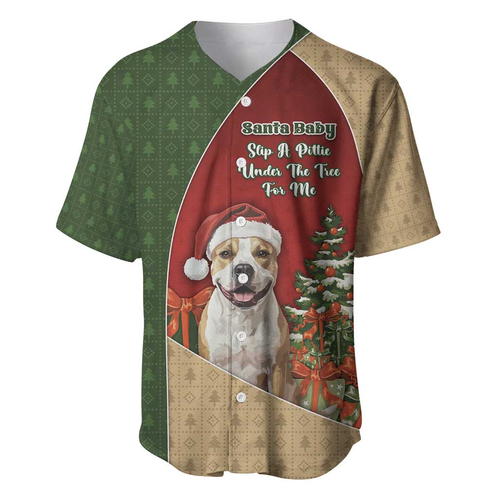 Merry Pitmas Baseball Jersey Santa Baby Slip A Pittie Under The Tree For Me - Wonder Print Shop