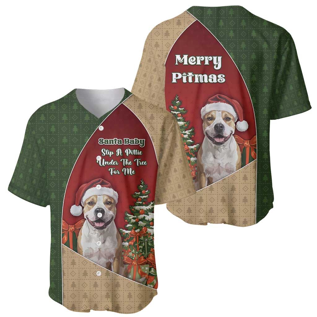 Merry Pitmas Baseball Jersey Santa Baby Slip A Pittie Under The Tree For Me - Wonder Print Shop