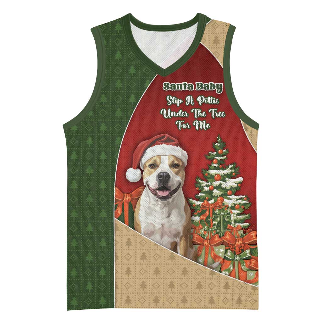 Merry Pitmas Basketball Jersey Santa Baby Slip A Pittie Under The Tree For Me - Wonder Print Shop