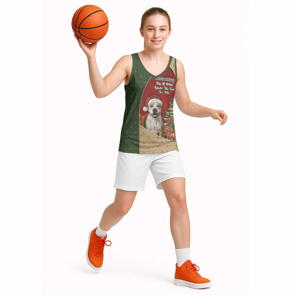Merry Pitmas Basketball Jersey Santa Baby Slip A Pittie Under The Tree For Me - Wonder Print Shop
