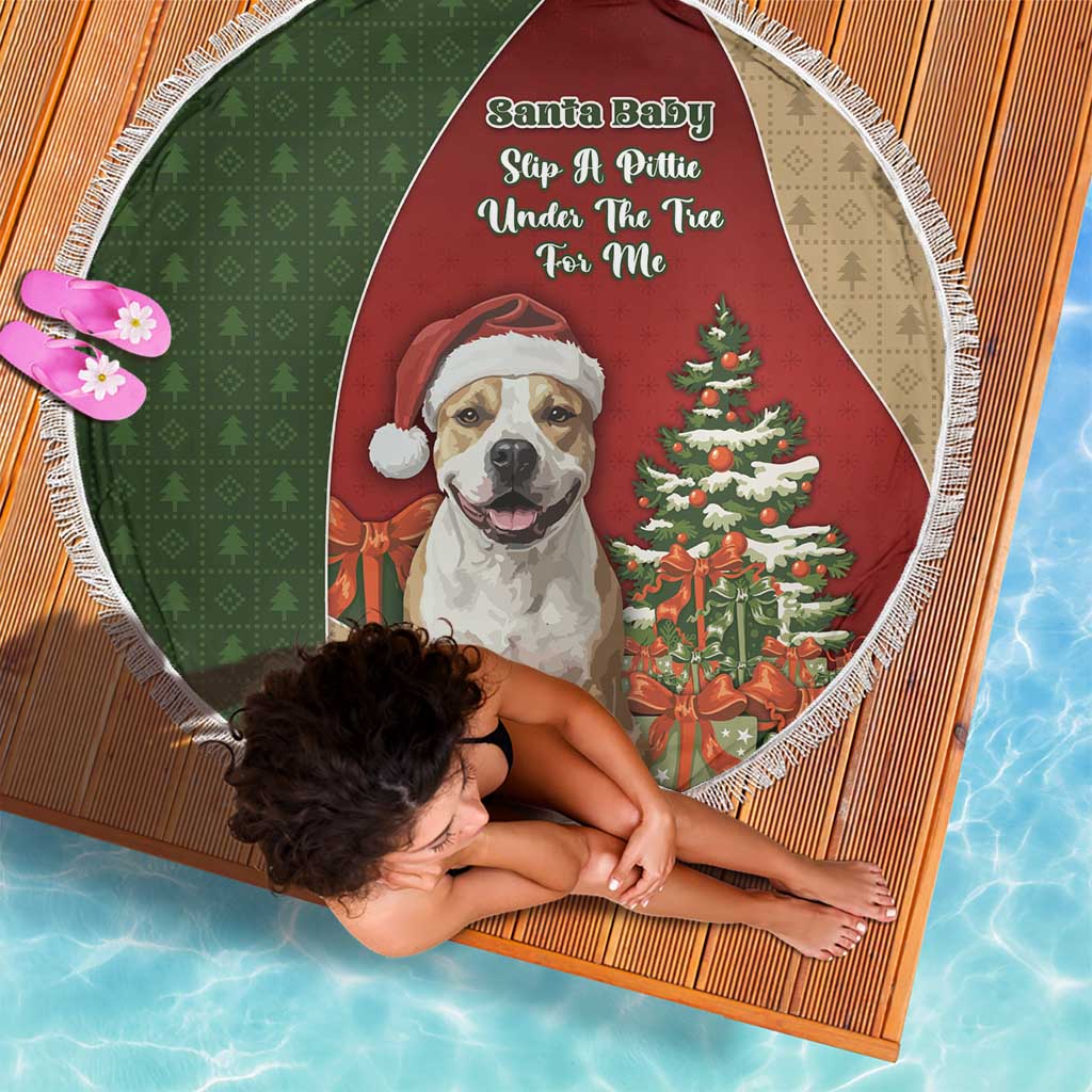 Merry Pitmas Beach Blanket Santa Baby Slip A Pittie Under The Tree For Me - Wonder Print Shop