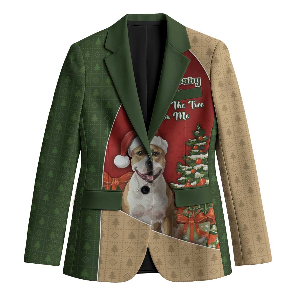 Merry Pitmas Blazer Santa Baby Slip A Pittie Under The Tree For Me - Wonder Print Shop