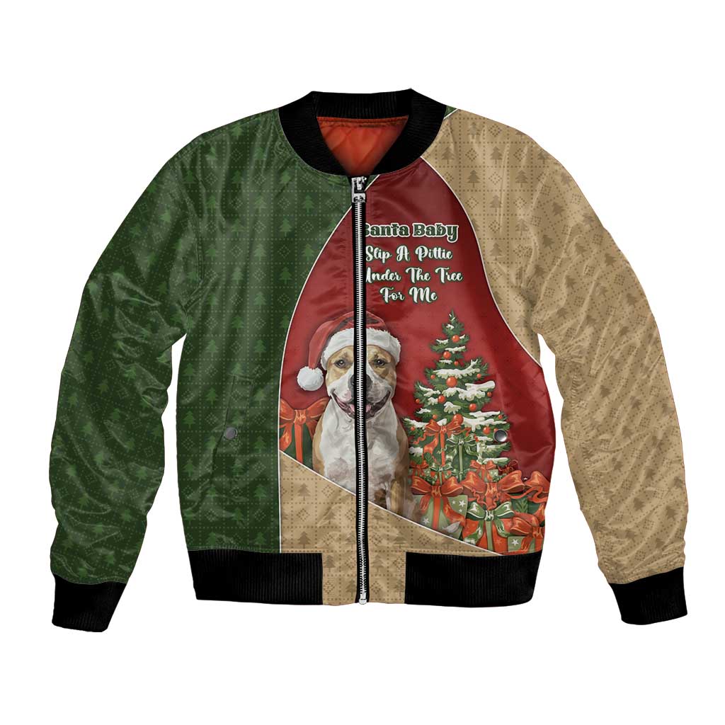 Merry Pitmas Bomber Jacket Santa Baby Slip A Pittie Under The Tree For Me - Wonder Print Shop