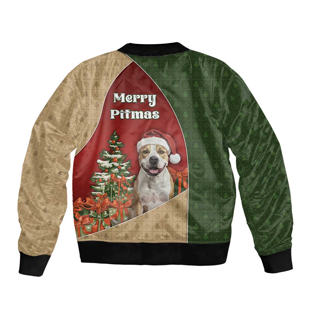 Merry Pitmas Bomber Jacket Santa Baby Slip A Pittie Under The Tree For Me - Wonder Print Shop