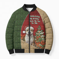 Merry Pitmas Bomber Puffer Jacket Santa Baby Slip A Pittie Under The Tree For Me - Wonder Print Shop