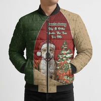 Merry Pitmas Bomber Puffer Jacket Santa Baby Slip A Pittie Under The Tree For Me - Wonder Print Shop
