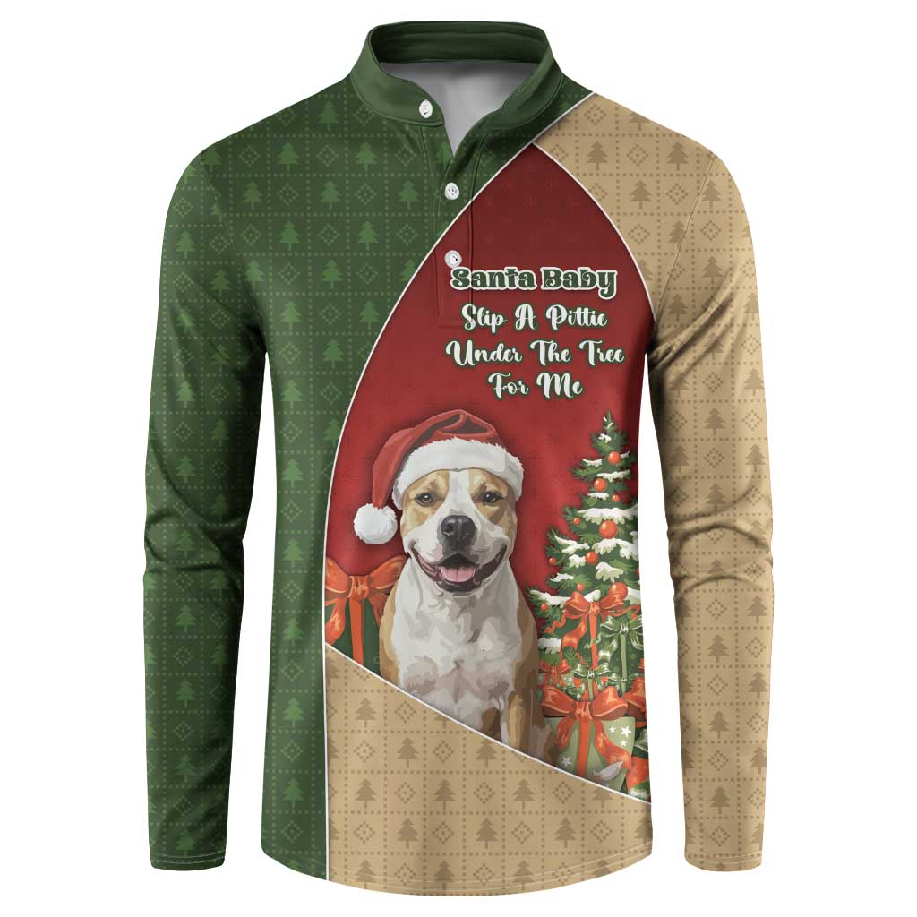 Merry Pitmas Button Sweatshirt Santa Baby Slip A Pittie Under The Tree For Me - Wonder Print Shop