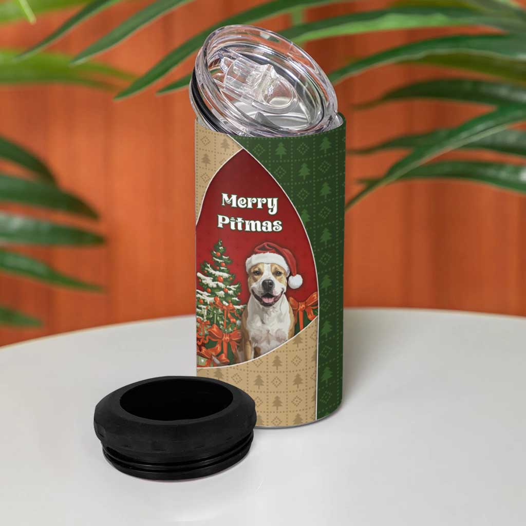 Merry Pitmas 4 in 1 Can Cooler Tumbler Santa Baby Slip A Pittie Under The Tree For Me - Wonder Print Shop