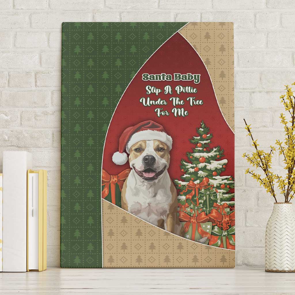Merry Pitmas Canvas Wall Art Santa Baby Slip A Pittie Under The Tree For Me - Wonder Print Shop
